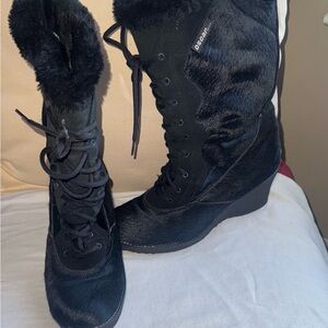 OSCAR Sport Vera Apress Ski Fur Wedge Boots Made In Italy Black Sz 40/9